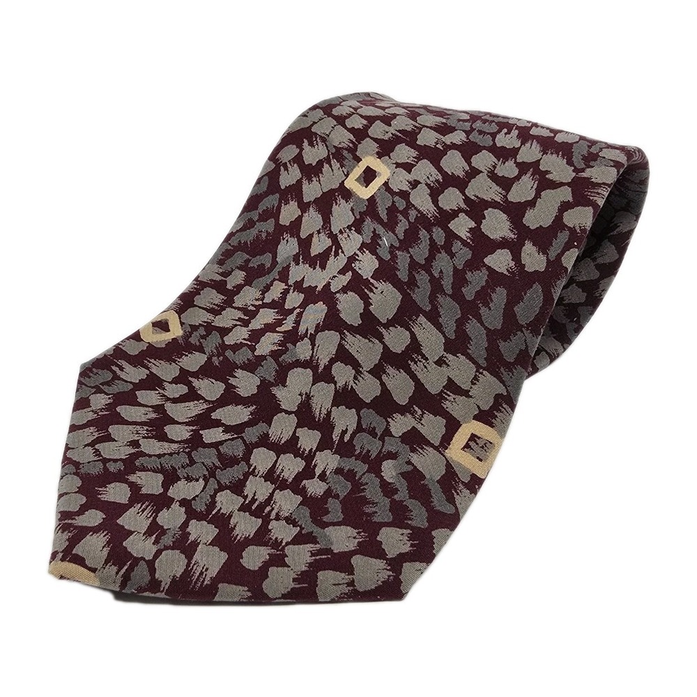 Austin Grey Neck Tie 100% Silk Made In Italy Artsy Abstract Red‎